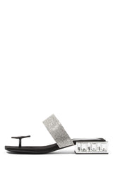 Jeffrey Campbell Alise Black Suede Silver Block Heel Open Toe Flat Sandals