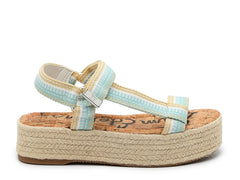 Sam Edelman Artica Woven Flatform Espadrilles Sandal Aqua Blue Wedge Platforms