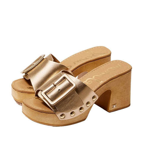 Sam Edelman Marcia Jute Leather Squared Open Toe Slip On Block Heeled Sandals