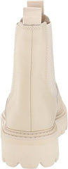 Dolce Vita Moana H2O Off White Leather Pull On Round Toe Lugged Sole Ankle Boots