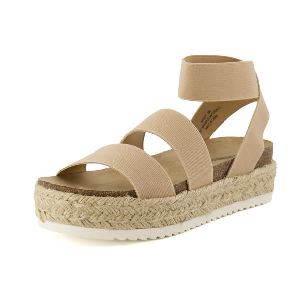 CUSHIONAIRE Mandy Wedge Sandals for Women Strappy Platform Sandals with Arch Support, Cute Summer Espadrille-Style Platform Dressy Slip-On