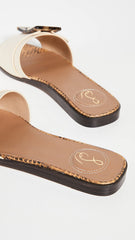 Sam Edelman Inez Sand Squared Open Toe Slip On Buckle Strap Slides Sandals