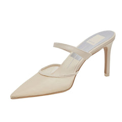 Dolce Vita Katik Ivory Mesh Pointed Toe Slip On Double Strap Stiletto Pumps
