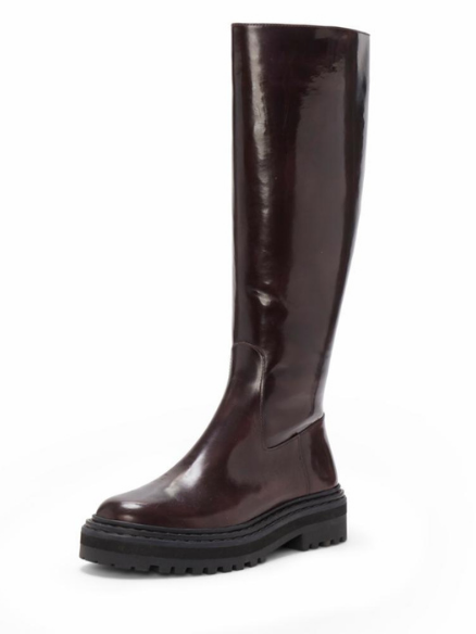 Vince Camuto Phrancie Eggplant Knee High Moto Chic Lug Sole Tall Fashion Boot