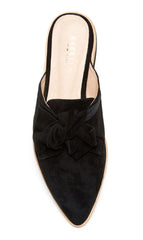 Cecelia New York Amara Black Suede Pointed Toe Open Back Slides Flats Mules