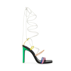Steve Madden Unique Multi Strappy Tie Up Stiletto Heel Open Toe Heeled Sandals