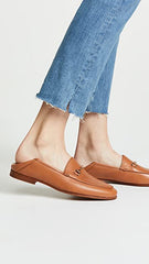 Sam Edelman Loraine Saddle Smooth Leather Almond Toe Slip On Stacked Heel Loafer