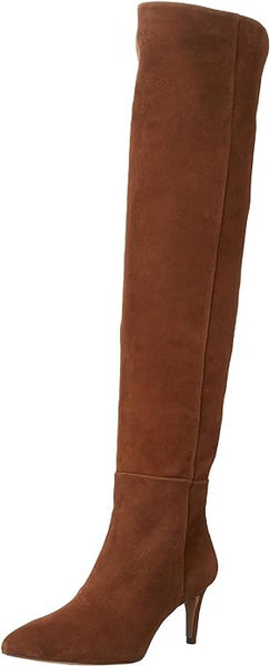 Sam Edelman Ursula Toasted Coconut Pointed Toe Kitten Heel Over the Knee Boots