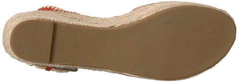 Pour La Victoire Ria Poppy Red Suede Open Toe Espadrille Platform Wedge Sandals