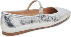 Dolce Vita Reyes Silver Distressed Leather Mary Jane Square Toe Wide Ballet Flat