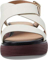 Cole Haan Originalgrand Platform Ivory/Bloodstone Ankle Strap Wedge Heel Sandals