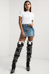 Cape Robbin Kelsey-21 Black Western Pointed Slouchy Over Knee Thigh Boot