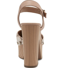Jessica Simpson Draiye Light Nude Plaid Chunky Ankle Strap Clog Platform Pumps