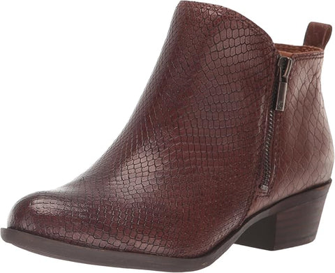 Lucky Brand Basel Roasted Elon Besos Almond Toe Ankle Block Low Heel Zipper Boots 8