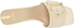 Sam Edelman Deacon Modern Ivory Squared Open Toe Buckle Slides Heeled Sandals