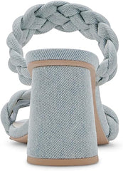 Dolce Vita Paily Light Blue Denim Braided Straps Open Toe Block Heeled Sandals