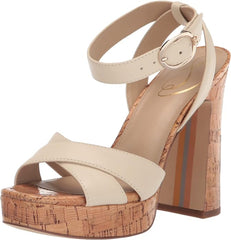 Sam Edelman Kayna Modern Ivory Ankle Strap Squared Open Toe Block Heeled Sandals