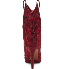 Jessica Simpson Vianne Stiletto Crystal Embellishment Ankle Booties Intense Red