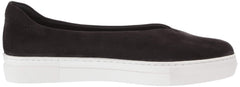 JSlides Felecia Nubuck Black Leather Slip On Fashion Flats Platform Sneakers
