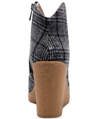 Jessica Simpson Crais Pointed Toe Platform Heeled Wedge Bootie Black White Plaid