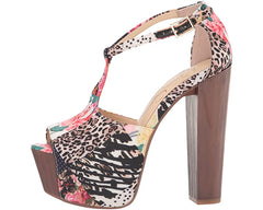 Jessica Simpson Dany T-Strap 5.5" High Heeled Open Toe Pump Platform Sandals