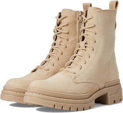 Steve Madden Jamisyn Sand Suede Fashion Lace Up Ankle Chunky Combat Boots