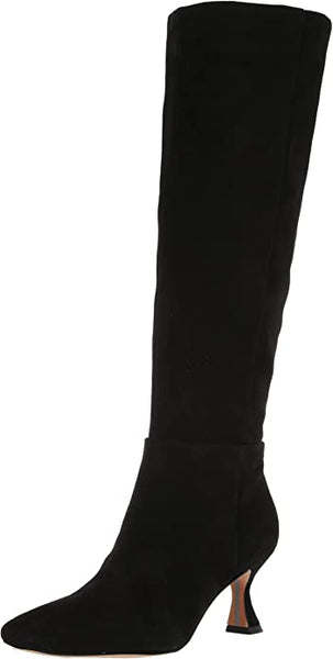 Sam Edelman Leigh Black Pointed Toe Spooled Heel Knee High Fashion Tall Boots