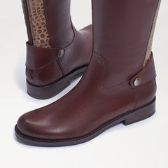 Sam Edelman Mikala Terazzo Brown Leather Block Heel Riding Knee High Boots