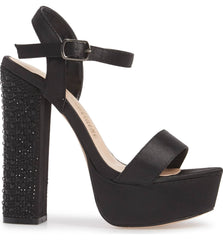 Lauren Lorraine Carly Black Platform Wrapped Heel Sandals