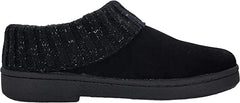 Clarks Black Knitted Collar Winter Clog Rounded Closed Toe Slippers