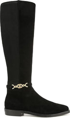 Sam Edelman Clive Black Suede Athletic Calf Square Toe Knee High Fashion Boots