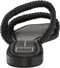 Dolce Vita Inya Black Stella Slip On Open Squared Toe Woven Straps Flats Sandals