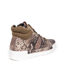 Cecelia New York Silow Leather Platform Lace-up Sneaker Beige Natural Snake