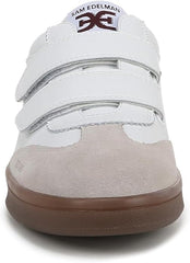 Sam Edelman Talia Bright White/Black Leather Rounded Toe Low Top Flat Sneakers