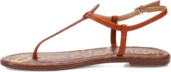 Sam Edelman Gigi Saddle Signet Embossed Open Toe Ankle Strap Flats Wide Sandals