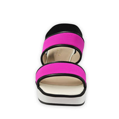 Cecelia New York Believe Berry Slip On Strappy Upper Open Toe Platform Sandals