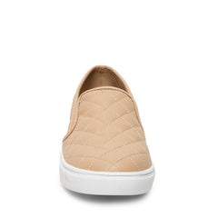 Steve Madden Ecentrcq Sporty Chic Quilted Slip-on Round Toe Low Top Sneaker Nude