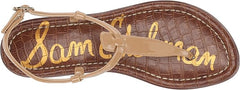 Sam Edelman Gigi Almond Patent Embossed Open Toe Ankle Strap Wide Flats Sandals