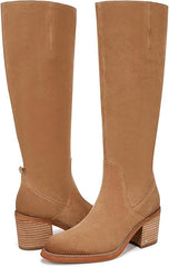 Sam Edelman Soyer Golden Caramel Block Heeled Almond Toe Knee High Western Boots