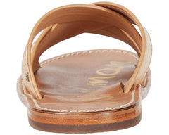 Sam Edelman Maxine Nude Leather Open Toe Slip On Slide Flat Leather Slides