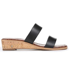 Sam Edelman Vena Black Comfort Footbed Double-Strap Slide Slide Wedge Sandal