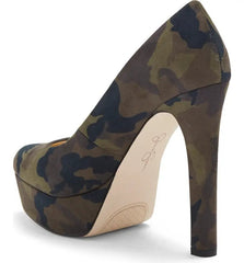 Jessica Simpson Nellah Green Combo Round Toe High Platform Block Heeled Pumps