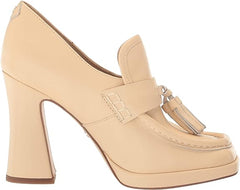 Sam Edelman Jed Eggshell Slip On Squared Toe Block Heeled Platform Loafers Shoes