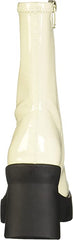 Nine West Gerri Cream Patent Chunky Block Heel Squared Toe Ankle Platform Boots