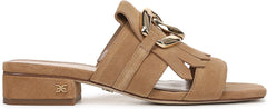 Sam Edelman Darby Camel Squared Open Toe Slip On Embellished Heeled Sandals