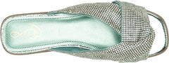 Sam Edelman Issie Sea Green Metallic Leather Flat Knotted Slip On Slides Sandals
