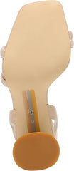 Sam Edelman Kia Cappuccino Squared Open Toe Ankle Strap Block Heeled Sandals