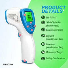 Infrared Thermometer Digital Meter LCD No Contact Forehead Temperature Gun