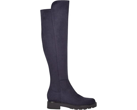 Nine West Tread2 Navy Suede Zip Closure Leather Round Toe Over The Knee Boots
