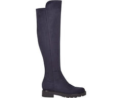 Nine West Tread2 Navy Suede Zip Closure Leather Round Toe Over The Knee Boots